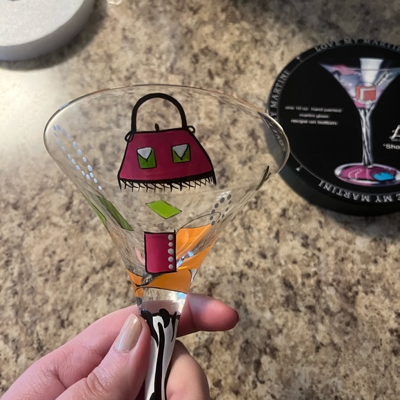 NWT Lolita Shopaholic Too Hand Painted Martini Glass in Original Box - Picture 5 of 15